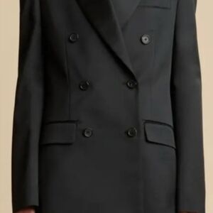 KHAITE Double-Breasted Black Wool Blazer